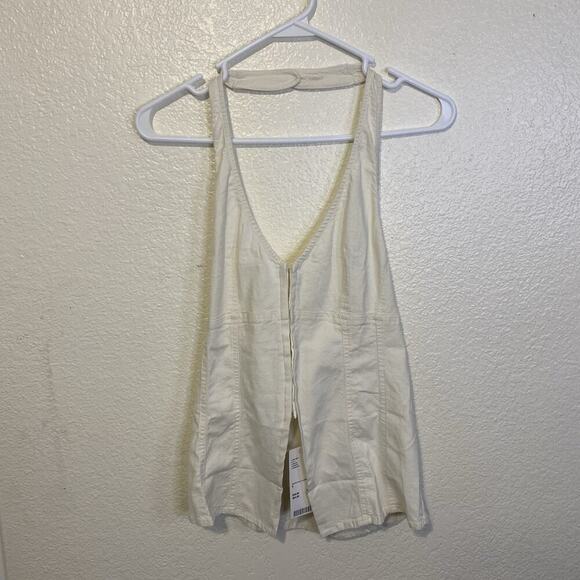 NWT Urban Outfitters Sari Seamed Linen Blend Halter Vest Top In White Size Small - Picture 3 of 13